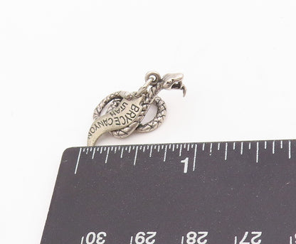 925 Sterling Silver Vintage Pendant Etched Bryce Canyon Coiled Snake  PT25226