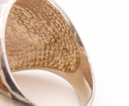 925 Sterling Silver Vintage Ring Modernist Hammered Dome Band  Sz 8  RG33657
