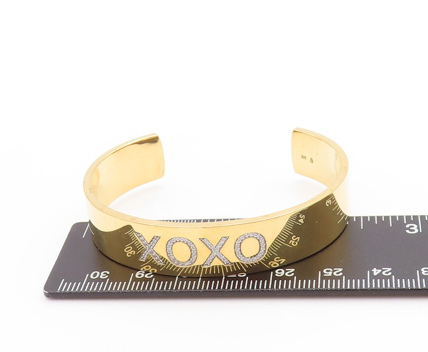 925 Sterling Silver Vintage Bracelet Gold Plated CZ XOXO Love Affection  BT11377