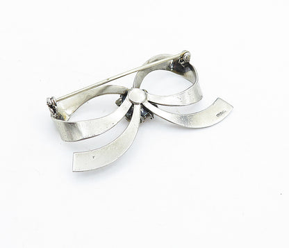 925 Sterling Silver  Vintage Citrine & Topaz Bow Tied Ribbon Brooch Pin BP2071
