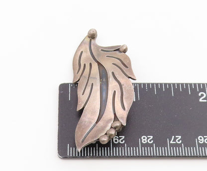 925 Sterling Silver Vintage Brooch Pin MEXICO Modernist Leaf Design  BP12662
