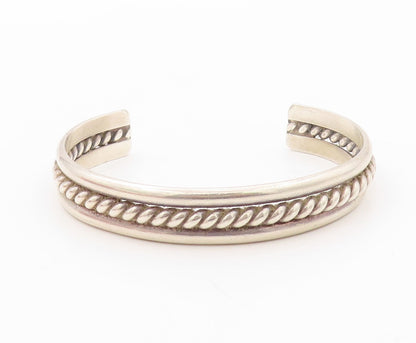 925 Sterling Silver Vintage Bracelet NAVAJO Twisted Rope Carved Cuff  BT10818