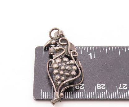925 Sterling Silver Vintage Pendant Dark Tone Cutout Grape Vine  PT23977