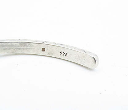 925 Sterling Silver  Vintage Lapis Lazuli Shiny Textured Cuff Bracelet  BT3085