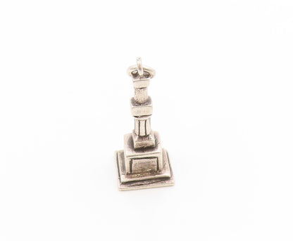 925 Sterling Silver Vintage Pendant Etched Miniature Tibetan Stupa Charm PT25018