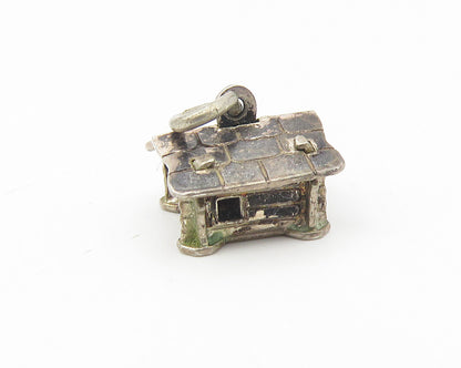 925 Sterling Silver  Vintage Dark Tone Petite Cottage House Pendant  PT9068