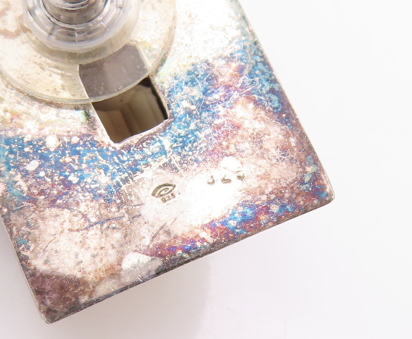 925 Sterling Silver Vintage Earrings Smoky Quartz Geometric Cut Out Stud EG13709