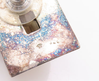 925 Sterling Silver Vintage Earrings Smoky Quartz Geometric Cut Out Stud EG13709