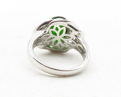 925 Sterling Silver  Peridot & Topaz Shiny Swirl Cocktail Ring Sz 6  RG12366