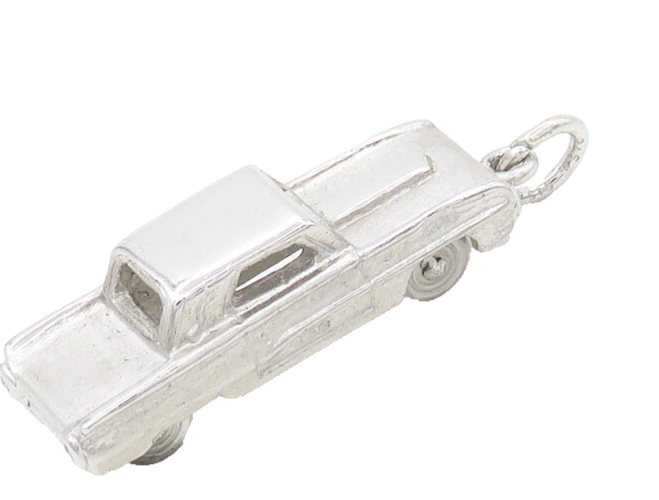 925 Sterling Silver  Vintage Shiny Petite Car Motif Drop Pendant  PT14922
