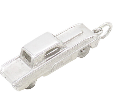 925 Sterling Silver  Vintage Shiny Petite Car Motif Drop Pendant  PT14922