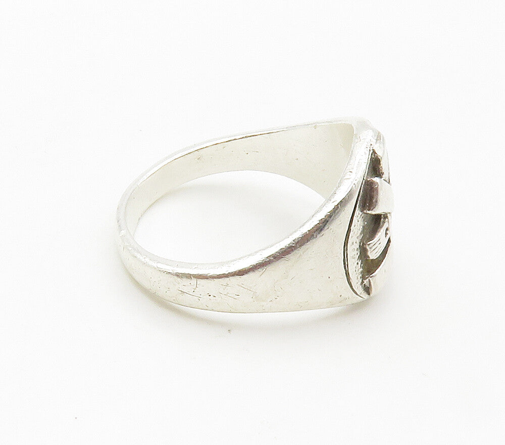 925 Sterling Silver  Vintage Shiny Raised Hockey Band Ring Sz 8.5  RG15288