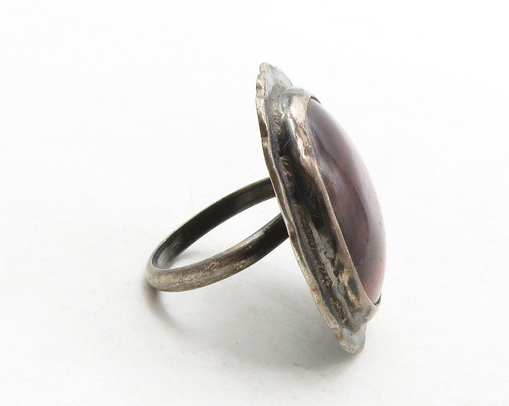 925 Sterling Silver  Vintage Red Tiger's Eye Square Cocktail Ring Sz 6 RG13501