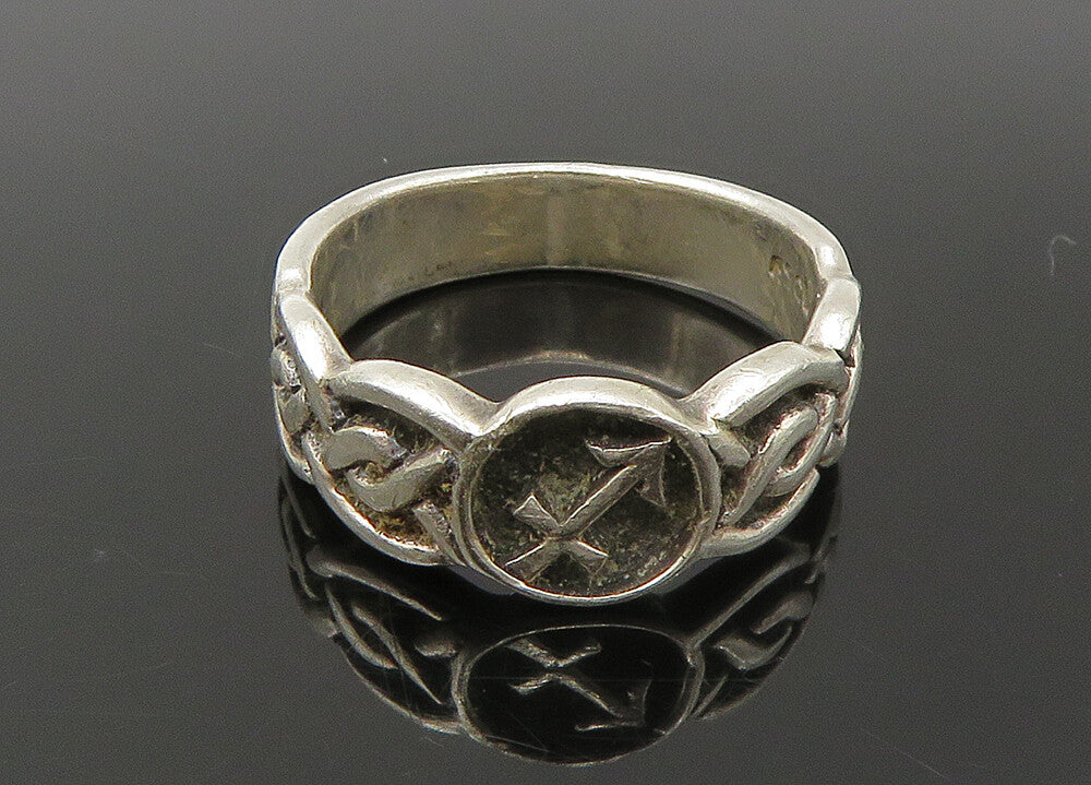 PETER STONE 925 Silver  Vintage Arrow Cross Oxidized Band Ring Sz 6  RG22627