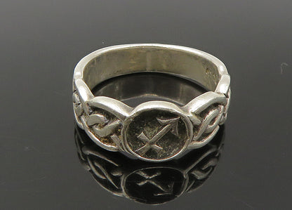 PETER STONE 925 Silver  Vintage Arrow Cross Oxidized Band Ring Sz 6  RG22627
