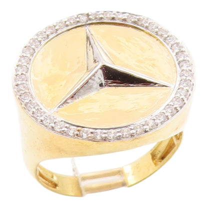 925 Sterling Silver Vintage Ring Gold Plated CZ Symbol Band  Sz 10  RG35714