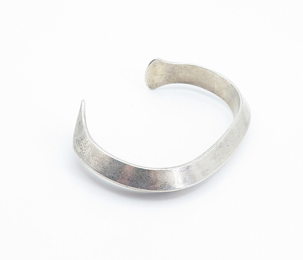 B.B. BECKER 925 Sterling Silver  Vintage Smooth Angled Cuff Bracelet  BT3362