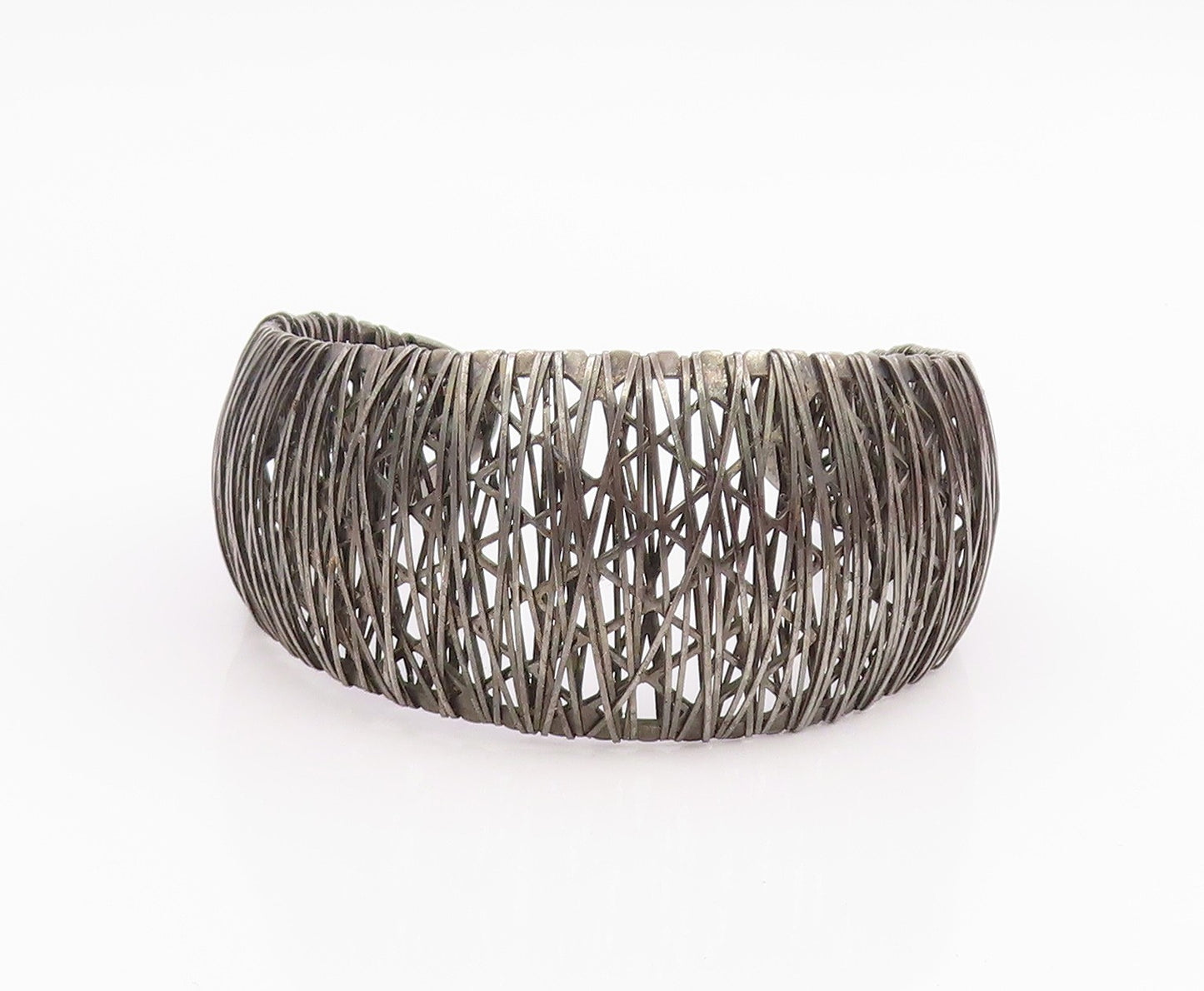 925 Sterling Silver Vintage Bracelet MILOR Intertwined Tangle Mesh Cuff  BT11953