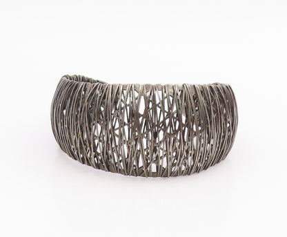 925 Sterling Silver Vintage Bracelet MILOR Intertwined Tangle Mesh Cuff  BT11953