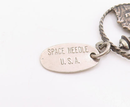 925 Sterling Silver Vintage Pendant Seattle Space Needle Skyline Charm  PT25698