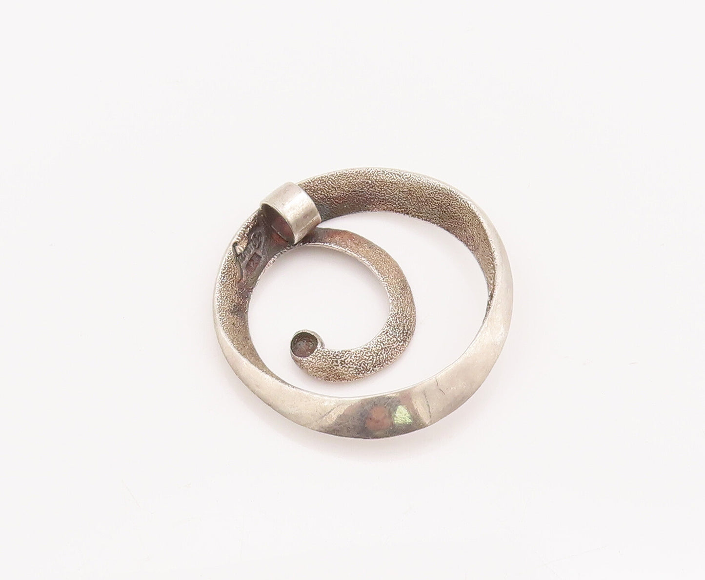 925 Sterling Silver Vintage Pendant Designer Solid Cutout Coiled Spiral  PT23027