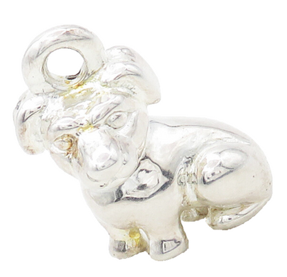 925 Sterling Silver  Vintage Shiny Petite Puppy Dog Animal Pendant  PT12726