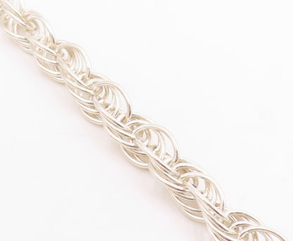 925 Sterling Silver Vintage Necklace Modernist Solid Twisted Rope Chain  NE4796