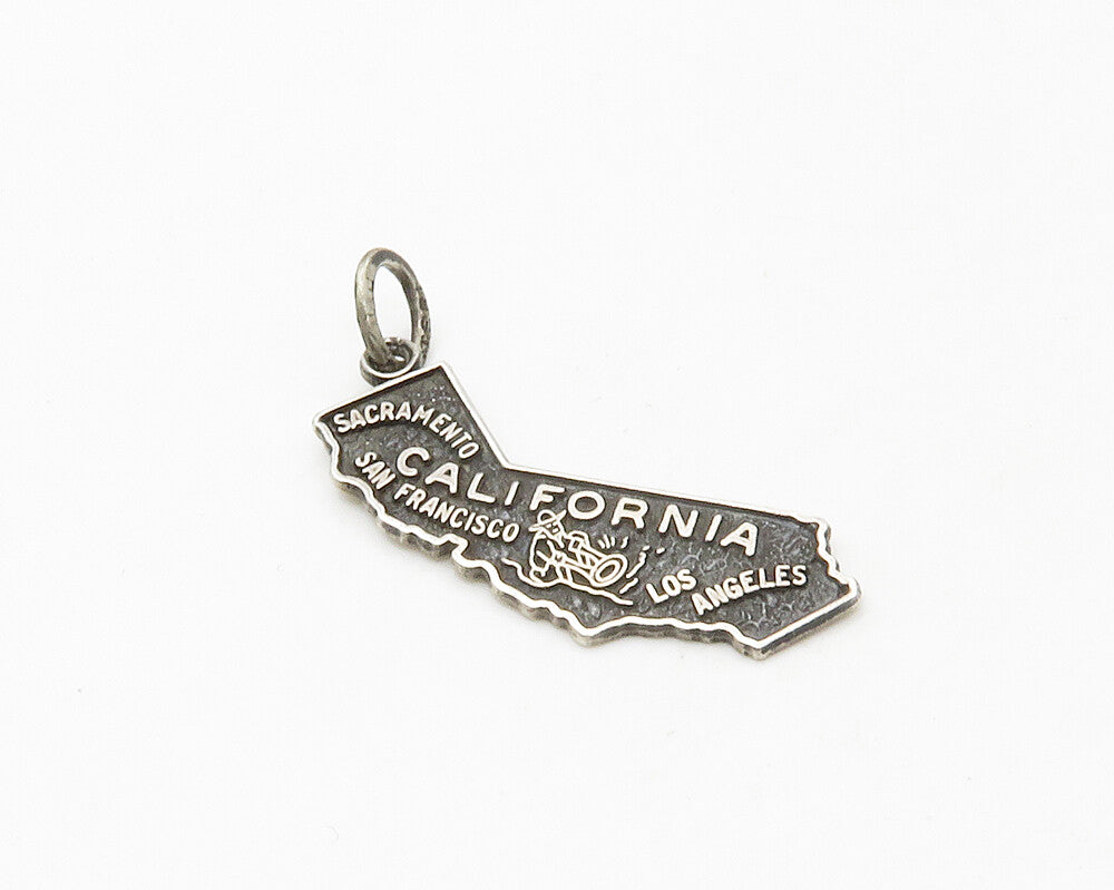 BEAU 925 Sterling Silver  Vintage California State Map Petite Pendant  PT13689