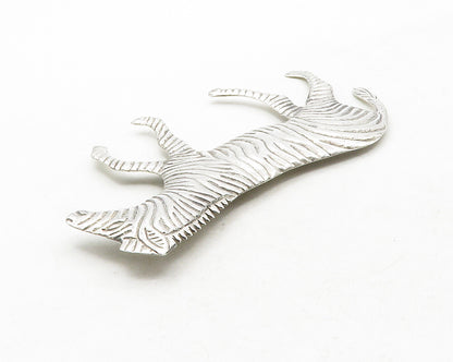 925 Sterling Silver  Vintage Shiny Walking Zebra Animal Brooch Pin  BP4761