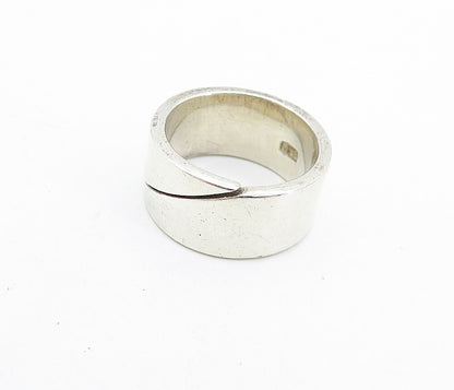 925 Sterling Silver  Vintage Shiny Minimalist Slant Band Ring Sz 6  RG7122