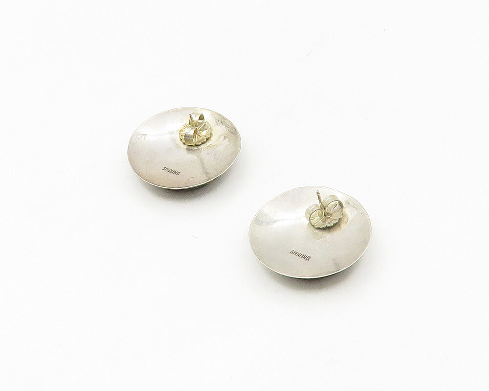 925 Sterling Silver Vintage Jasper Solid Round Button Drop Earrings  EG9041