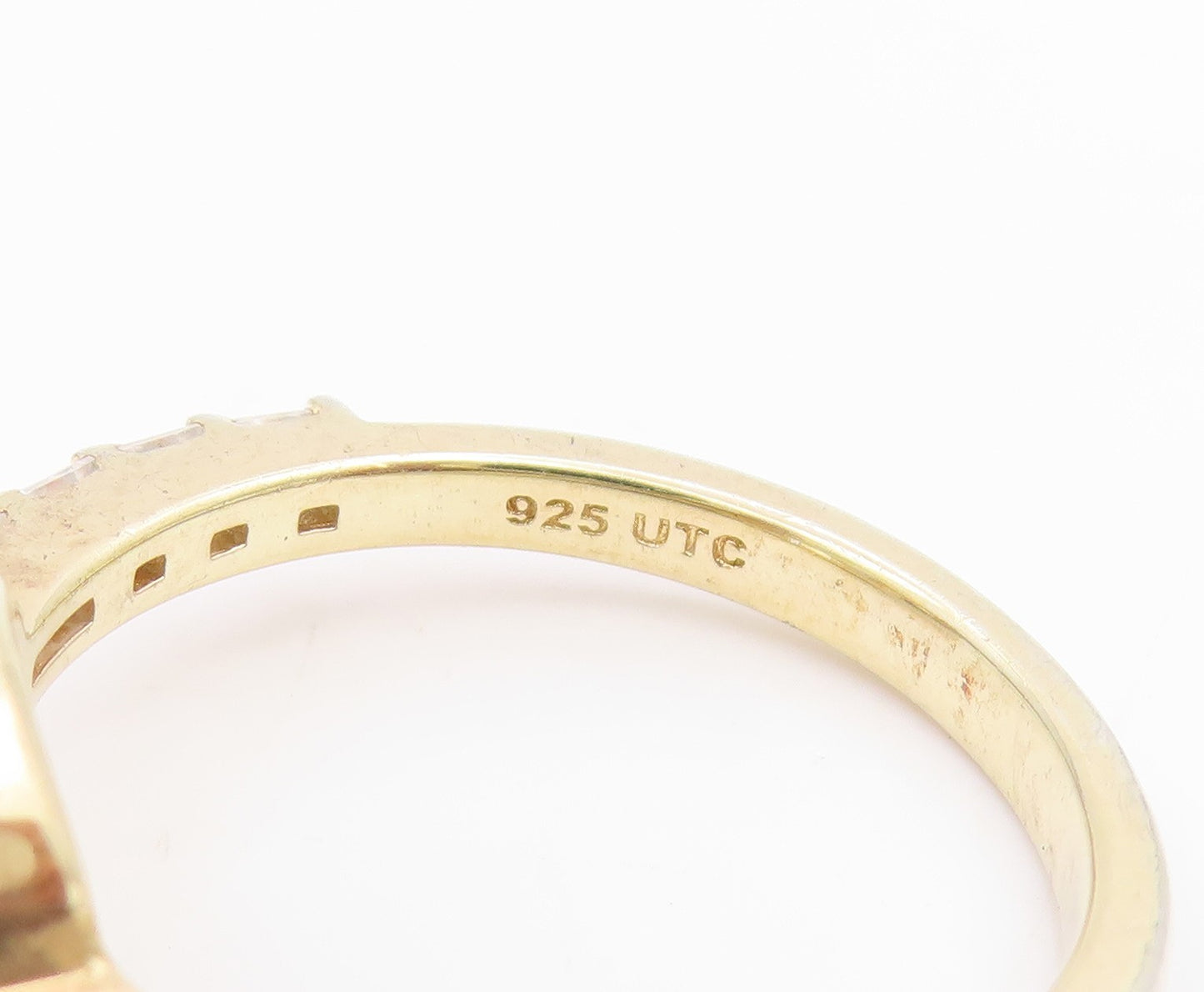 925 Sterling Silver Vintage Ring Gold Plated CZ Statement Band  Sz 8  RG35790