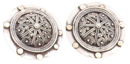 10k Gold 925 Sterling Silver Vintage Earrings Star Clip Knobbed Design  EG13524