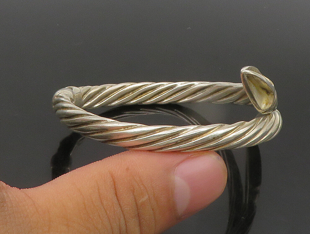 DESIGNER 925 Sterling Silver  Vintage Twist Bypass Bangle Bracelet  BT9324