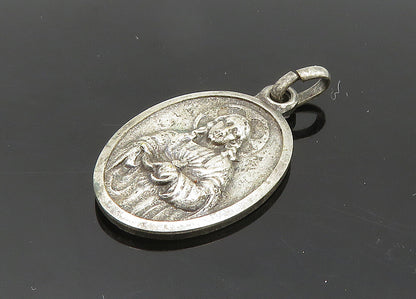 925 Sterling Silver  Vintage Medal Of Our Lady Virgo Carmeli Pendant  PT16712