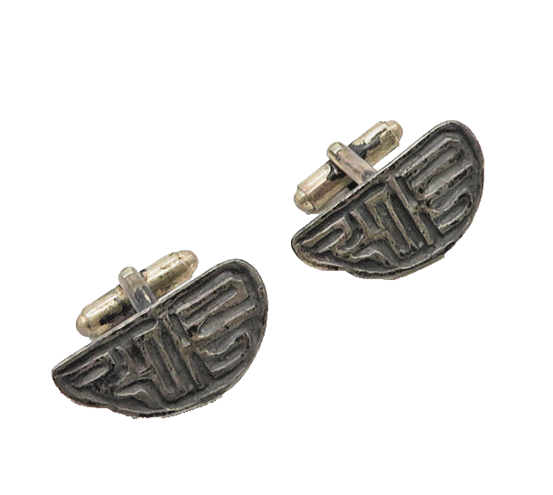 LEVIN 925 Sterling Silver  Vintage Raised Pattern Oxidized Cufflinks  TR2543