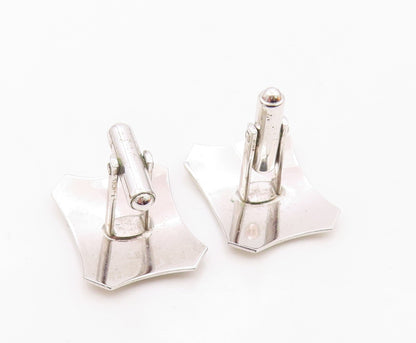 925 Sterling Silver  Vintage Shiny Polished Etched Detail Cuff Links  TR1726