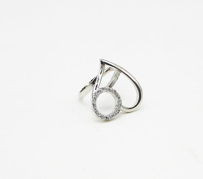 925 Sterling Silver  White Cubic Zirconia Love Heart Band Ring Sz 7  RG3418