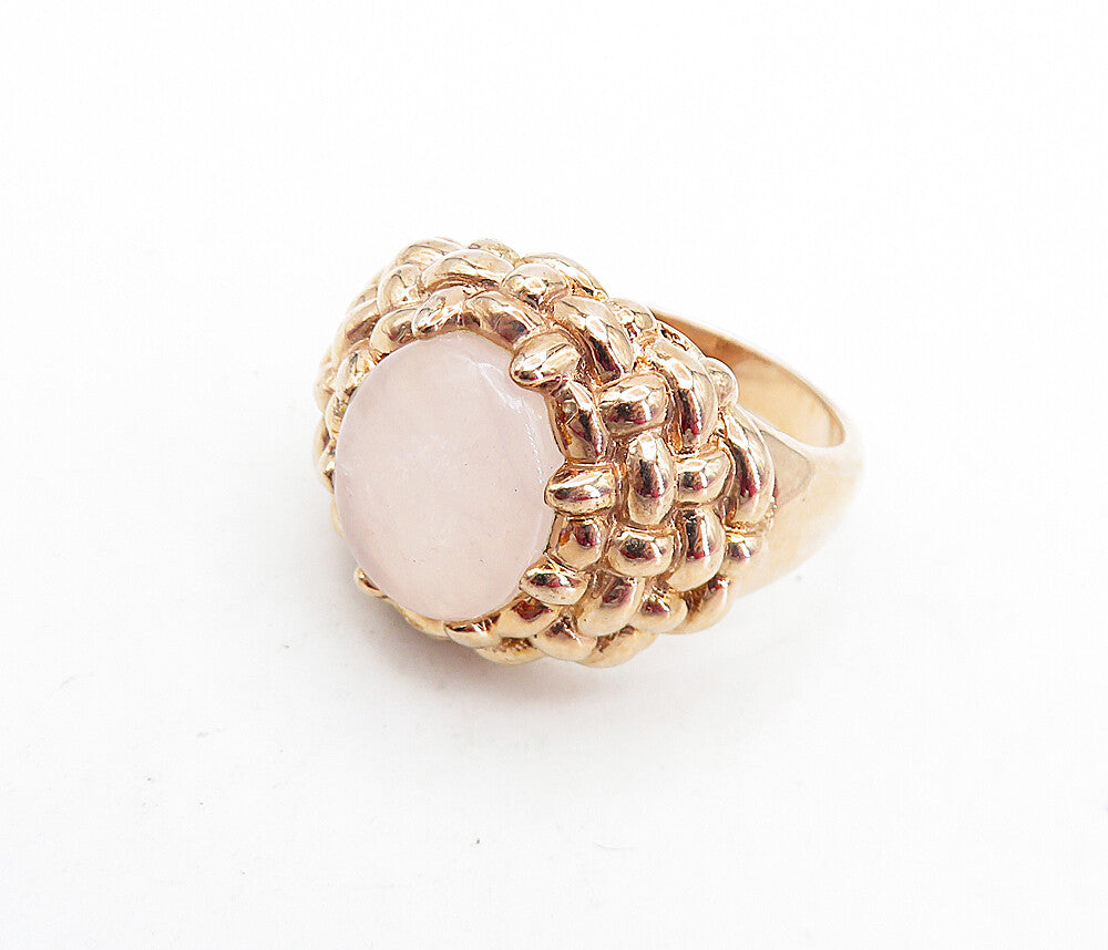 ROSS SIMON 925 Silver  Rose Quartz Weaved Dome Cocktail Ring Sz 9  RG6801