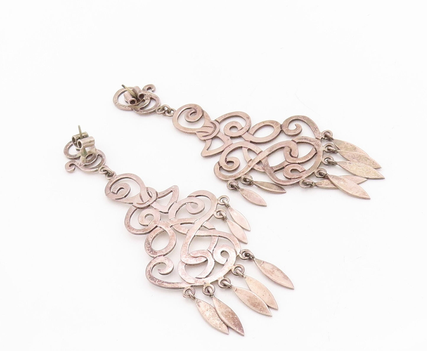 925 Sterling Silver Vintage Earrings TAXCO Large Designer Solid Cutout EG13233