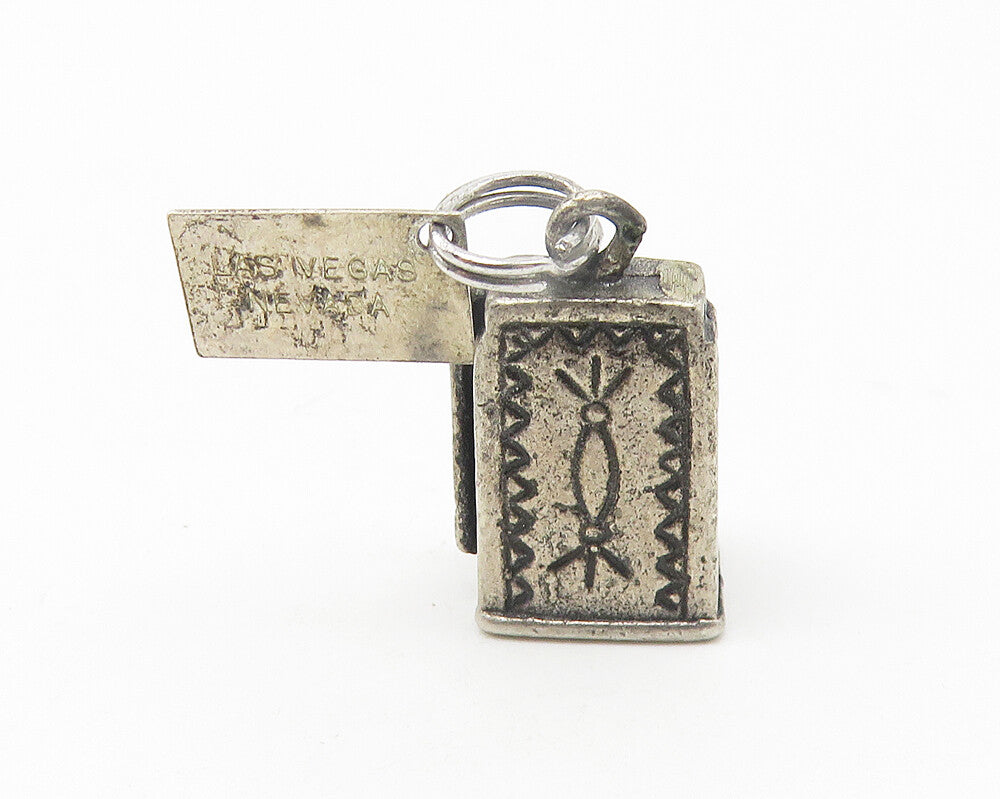 POST BELL TRADING 925 Silver  Vintage Oxidized Slot Machine Pendant  PT8871
