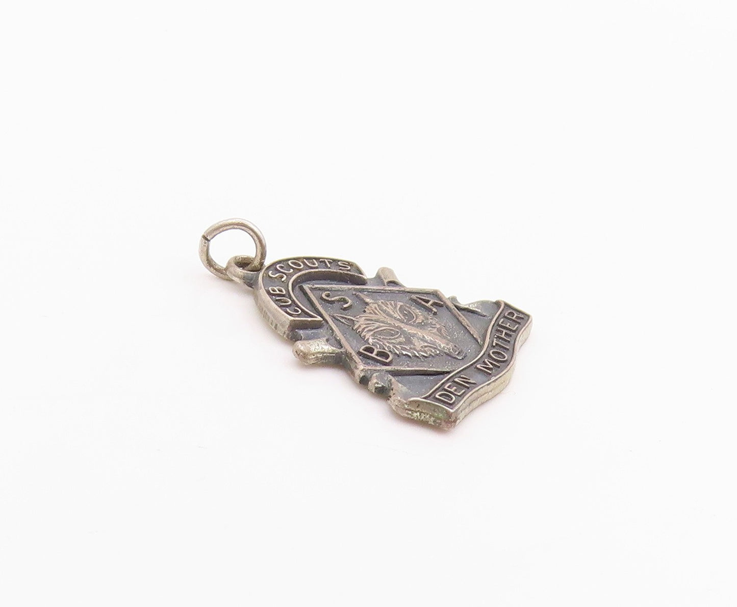 925 Sterling Silver Vintage Pendant Wolf Head Embalm Cub Scouts  PT24381