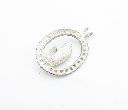 925 Sterling Silver  Vintage Petite Prayer Hands Oval Border Pendant  PT4675