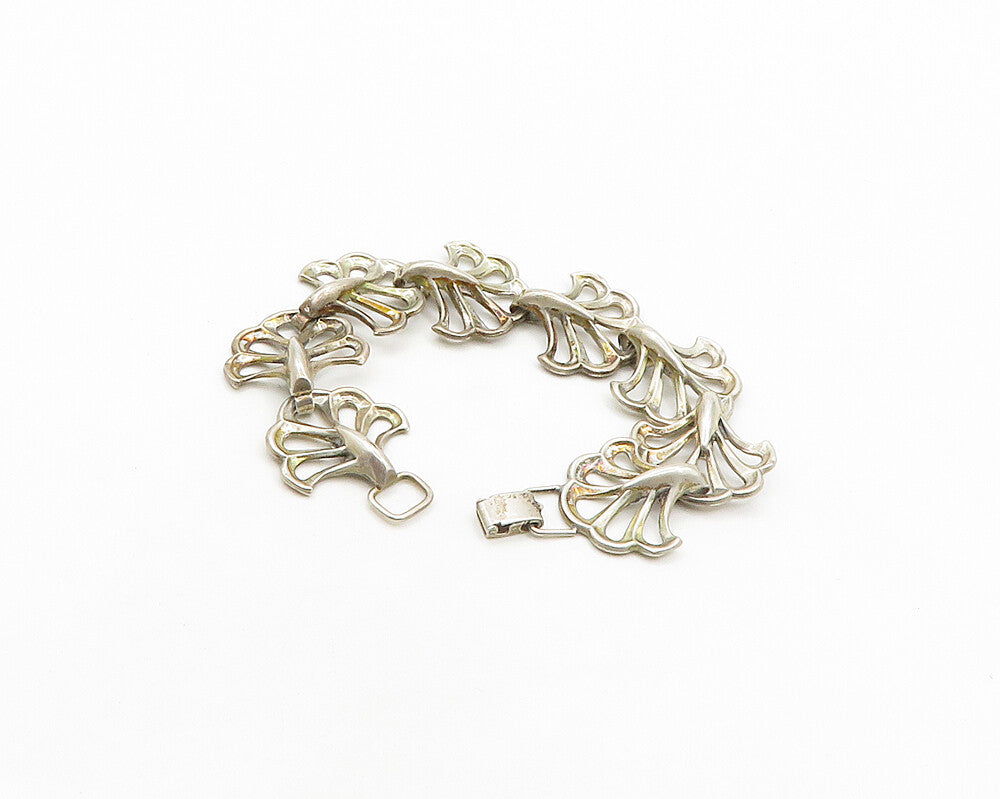 LANG 925 Sterling Silver  Vintage Antique Floral Motif Chain Bracelet  BT7959