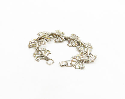 LANG 925 Sterling Silver  Vintage Antique Floral Motif Chain Bracelet  BT7959