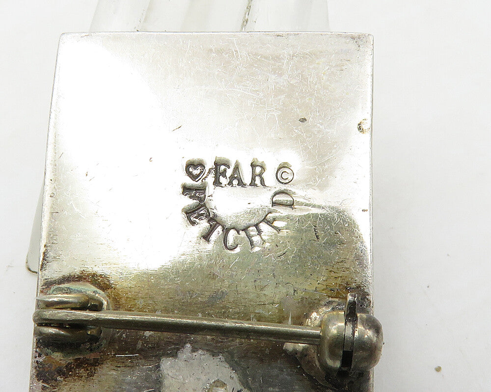 FAR FETCHED 925 Silver  Vintage Two Tone Snowman & Stars Brooch Pin  BP7028