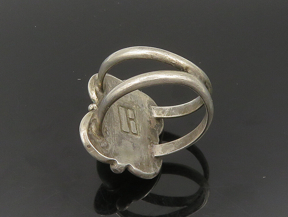 ZUNI NAVAJO 925 Sterling Silver  Vintage Green Jasper Band Ring Sz 8 RG24127