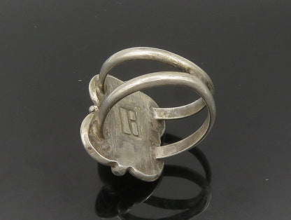 ZUNI NAVAJO 925 Sterling Silver  Vintage Green Jasper Band Ring Sz 8 RG24127