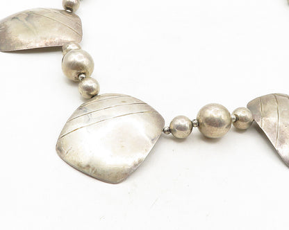 925 Sterling Silver  Vintage Antique Dark Tone Beaded Chain Necklace  NE1914