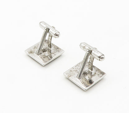 925 Sterling Silver  Vintage Genuine Diamonds Square Cuff Links  TR2133